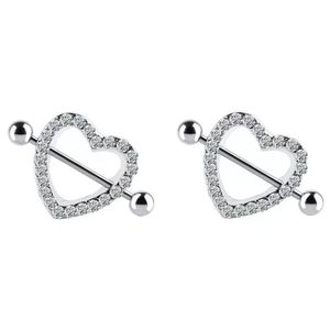1 Pair of Clear Rhinestone Heart Nipple Rings
